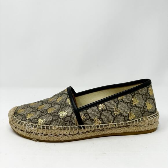Gucci GG Supreme Monogram Bee Espadrille Flats Loafers - Picture 8 of 11